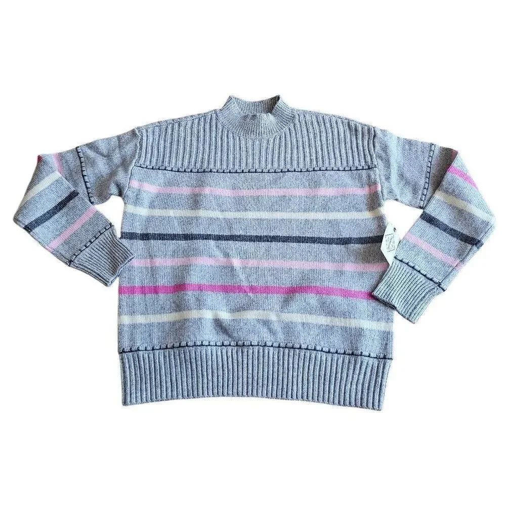St johns bay womens Sz L gray pink knit pullover sweater